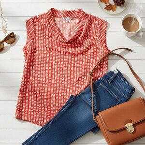 CAbi Coral Madeline Spotted Blouse